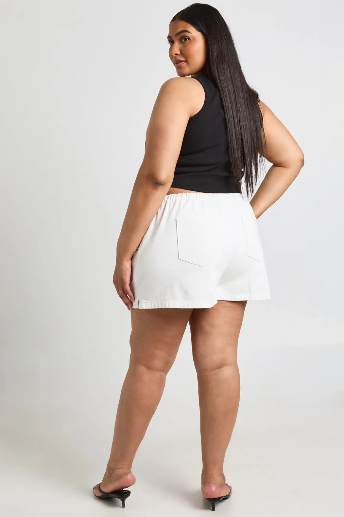 Short En Jean Grande Taille À Taille Élastiquée