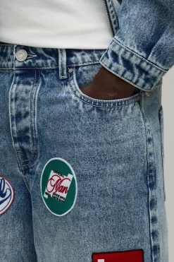boohooMAN Short En Jean Long Avec Badge Moto<Homme Jorts|Denim