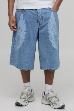 Short En Jean Long Avec Motif Tête De Mort