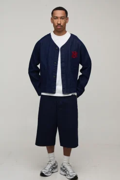 Short En Jean Long Brodé Varsity