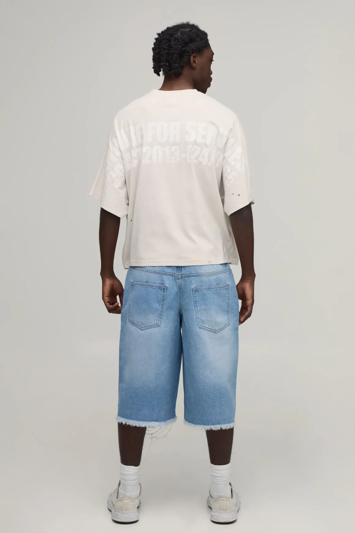 Short En Jean Long Déchiré Coupe Régulière