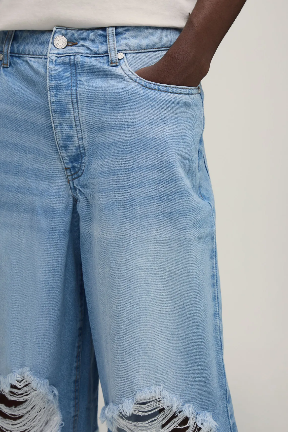Short En Jean Long Déchiré Coupe Régulière