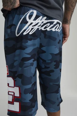 Short En Jean Long En Mesh Avec Appliqué Camouflage