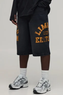 Short En Jean Long Imprimé Varsity