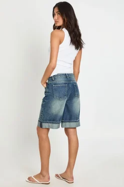 Short En Jean Long À Revers