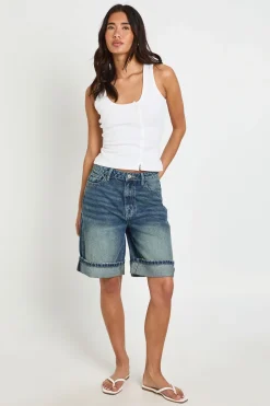 Short En Jean Long À Revers