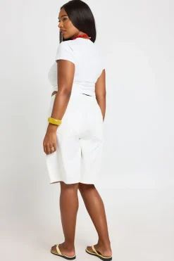 Short En Jean Mi-taille Bermuda Grande Taille