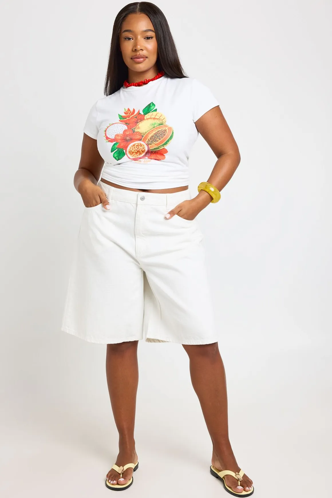 Short En Jean Mi-taille Bermuda Grande Taille