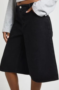 boohoo Short En Jean Mi-taille Coupe Longue<Femme Denim|Looks De Rentrée