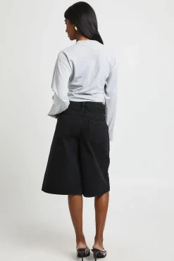 boohoo Short En Jean Mi-taille Coupe Longue<Femme Denim|Looks De Rentrée