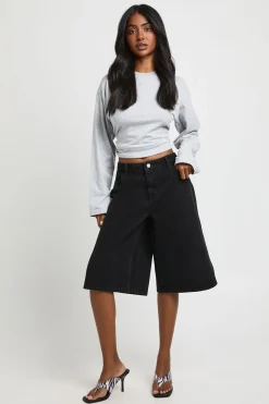boohoo Short En Jean Mi-taille Coupe Longue<Femme Denim|Looks De Rentrée