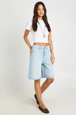 Short En Jean Mi-taille Coupe Tall