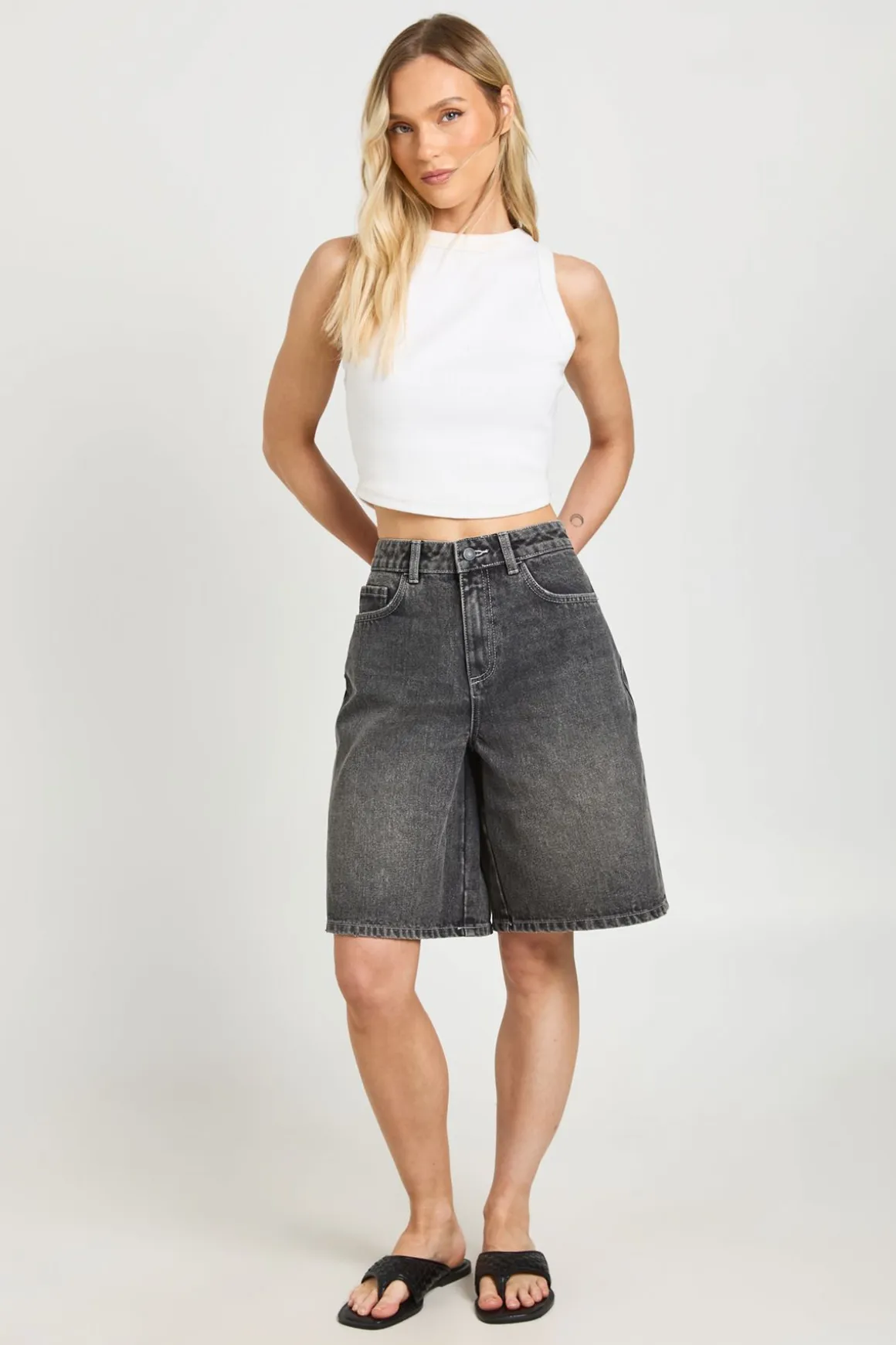 Short En Jean Mi-taille Petite