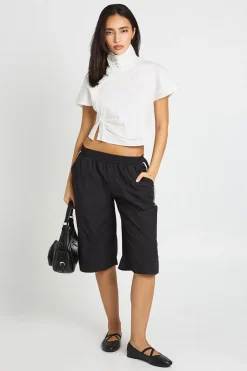 Short En Jean Nylon Avec Bandes Latérales