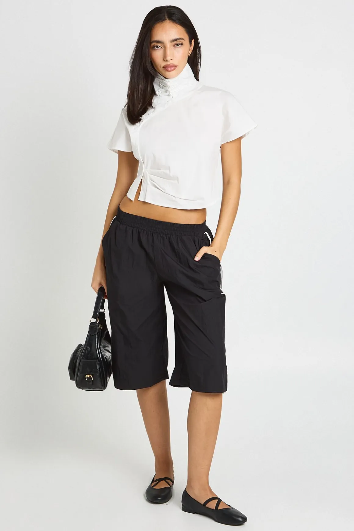 Short En Jean Nylon Avec Bandes Latérales