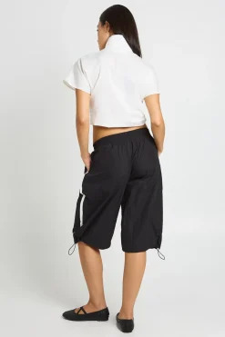 Short En Jean Nylon Avec Bandes Latérales