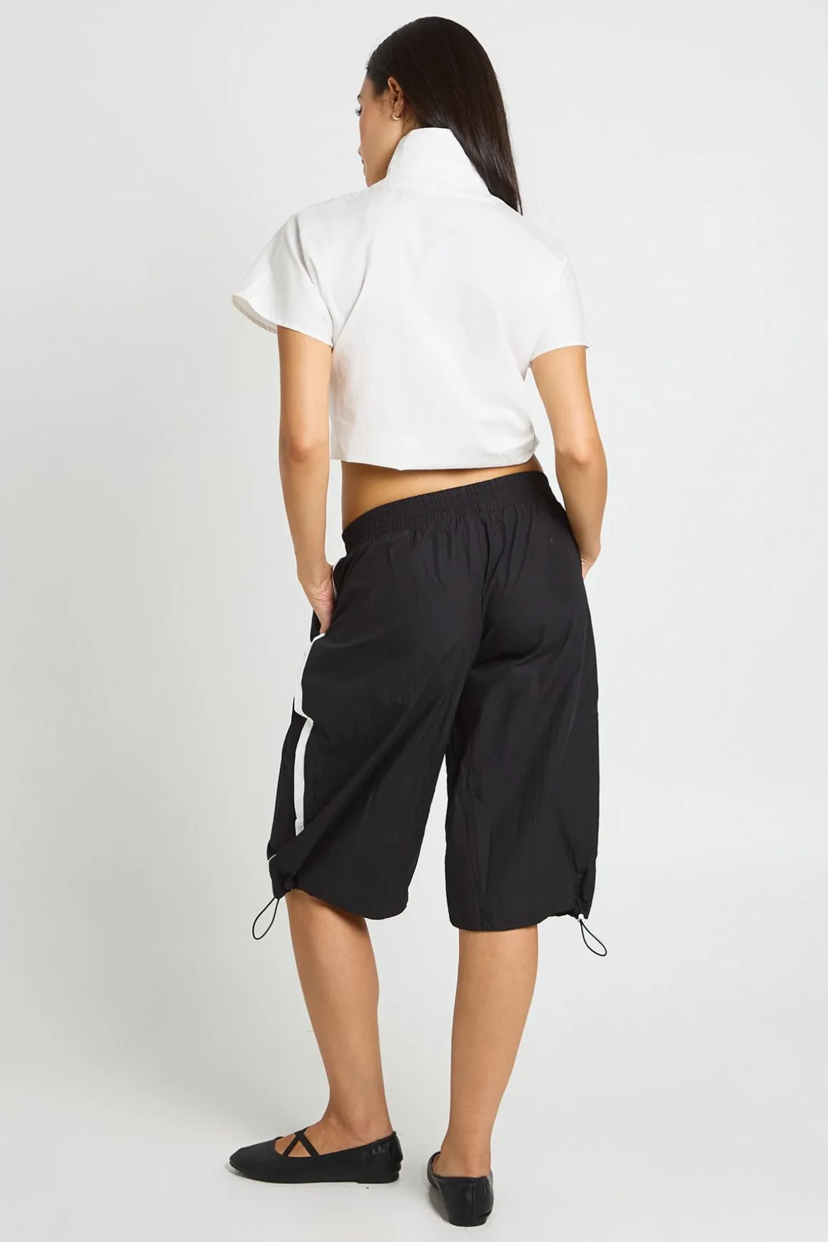 Short En Jean Nylon Avec Bandes Latérales