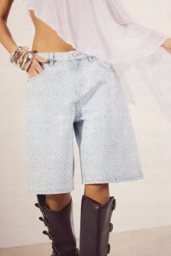 Short En Jean Orné