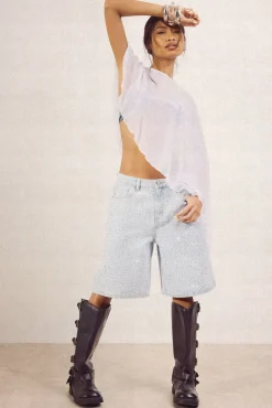 Short En Jean Orné
