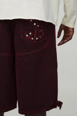 Short En Jean Overdye Avec Détails De Coutures Western
