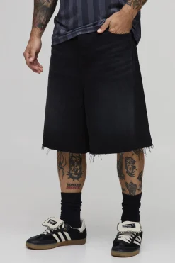 boohooMAN Short En Jean Parachute Taille Basse À Ourlet Brut<Homme Jorts|Denim