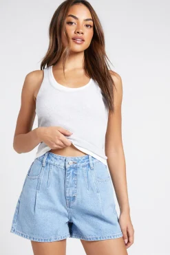 boohoo Short En Jean Plissé Taille Haute<Femme Denim|Shorts