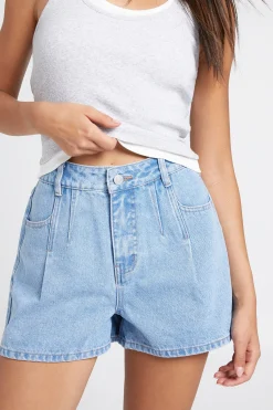 boohoo Short En Jean Plissé Taille Haute<Femme Denim|Shorts