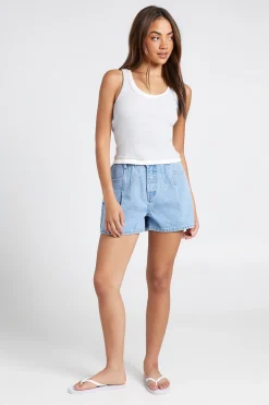 boohoo Short En Jean Plissé Taille Haute<Femme Denim|Shorts