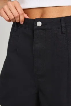 boohoo Short En Jean Plissé Taille Haute Coupe Longue<Femme Denim|Shorts