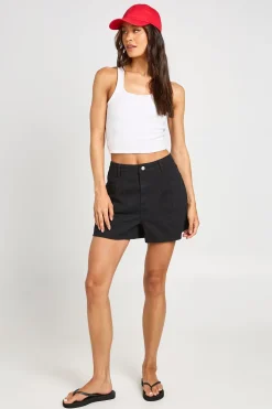 boohoo Short En Jean Plissé Taille Haute Coupe Longue<Femme Denim|Shorts