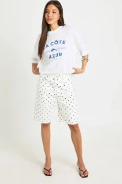 boohoo Short En Jean À Pois Longueur Genou<Femme Denim|Shorts