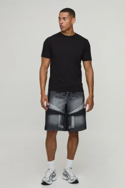 Short En Jean Regular Avec Appliqué Moto