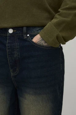 Short en Jean Rigide Coupe Décontractée Taille Haute
