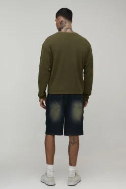 Short en Jean Rigide Coupe Décontractée Taille Haute