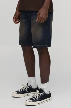 Short En Jean Rigide Coupe Décontractée