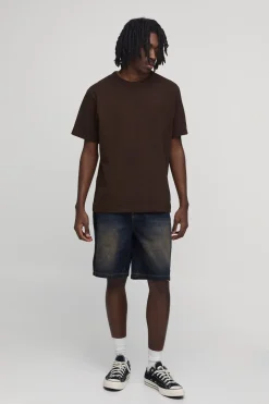 Short En Jean Rigide Coupe Décontractée