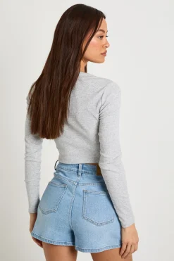 Short En Jean Taille Haute Avec Détail De Poches Avant Pour Grandes Tailles
