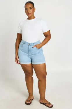 Short En Jean Taille Haute Effet Galbant Grande Taille