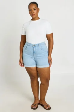 Short En Jean Taille Haute Effet Galbant Grande Taille