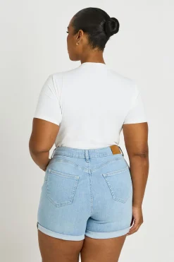 Short En Jean Taille Haute Effet Galbant Grande Taille