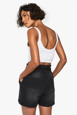 Short En Jean Taille Haute Paperbag Pour Grandes Tailles