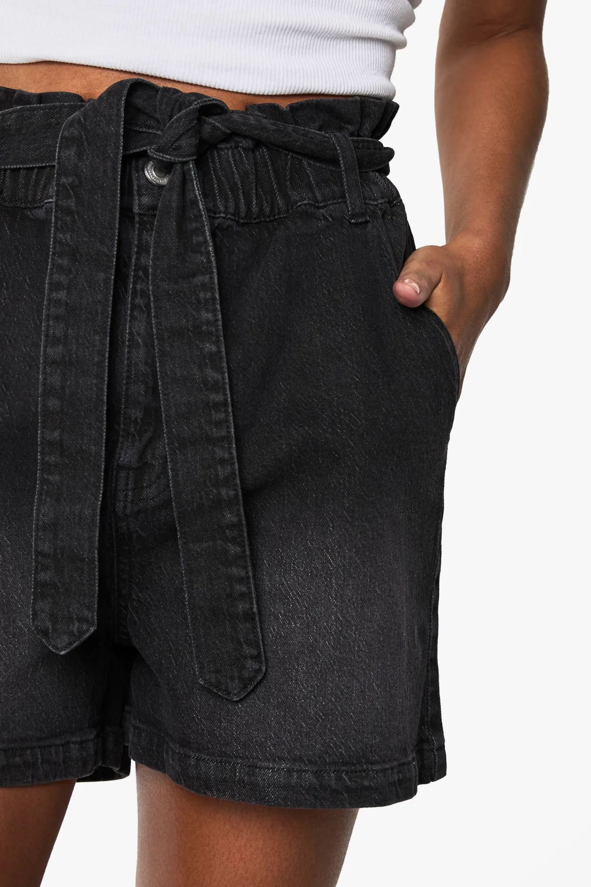 Short En Jean Taille Haute Paperbag Pour Grandes Tailles