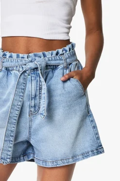 boohoo Short En Jean Taille Haute Paperbag Coupe Tall<Femme Denim|Shorts