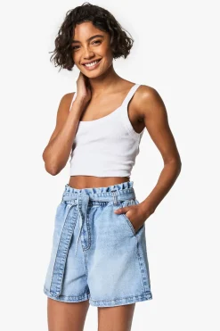 boohoo Short En Jean Taille Haute Paperbag Coupe Tall<Femme Denim|Shorts