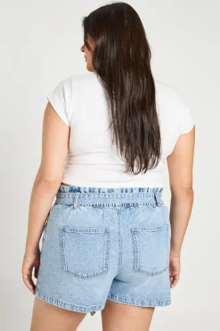 Short En Jean Taille Haute Paperbag Grande Taille