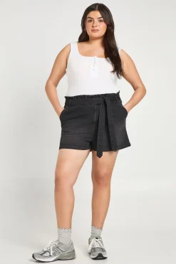 Short En Jean Taille Paperbag Grande Taille