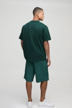 Short en Jean Technique à Taille Élastique avec Plis