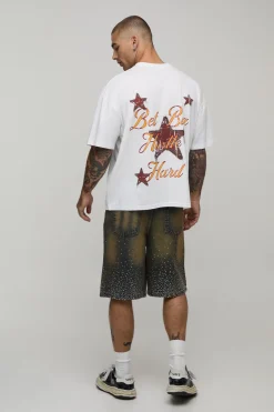 Short En Jean Teinté À Strass Groupés