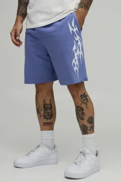 boohooMAN Short En Jersey Bouclette Coupe Baggy Finition Délavage Gothique<Homme Shorts