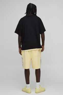 Short En Jersey Bouclette Délavé À Slogan Coupe Regular